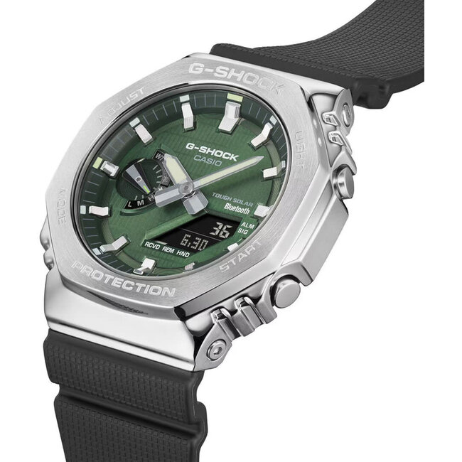 Casio G-Shock Casio G-shock GBM-2100A-1A3ER Staal horloge met zwarte band en groene wijzerplaat