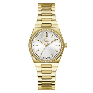 GC GC Horloge Z38002L1MF Staal met Geelgouden Plating Quartz Swiss Made gezet met Swarovski Stenen