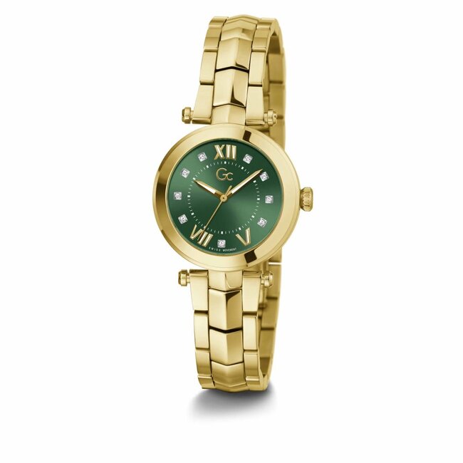 GC GC Horloge Y93006L9MF Staal met Geelgouden Plating Quartz Swiss Made en Groene Sunray Wijzerplaat 38mm