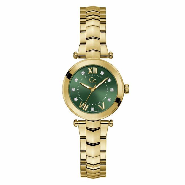 GC GC Horloge Y93006L9MF Staal met Geelgouden Plating Quartz Swiss Made en Groene Sunray Wijzerplaat 38mm