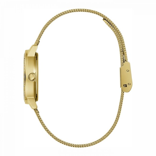 Guess Guess Horloge GW0534L2 Staal met Geelgouden Plating Quartz Zirkonia en met Meshband