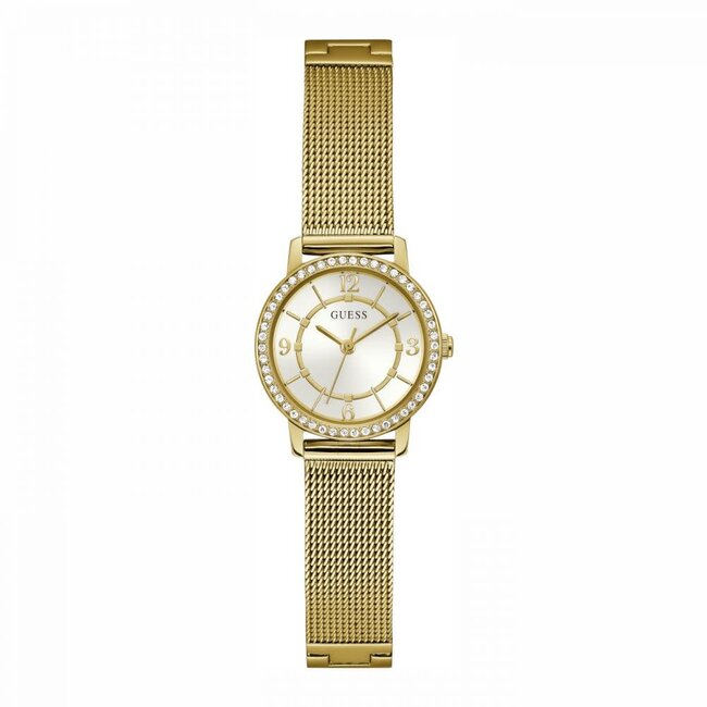 Guess Guess Horloge GW0534L2 Staal met Geelgouden Plating Quartz Zirkonia en met Meshband
