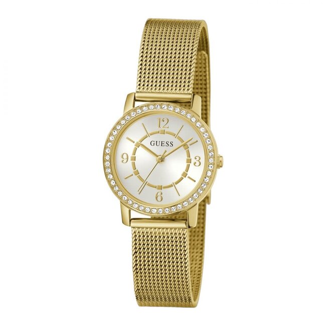 Guess Guess Horloge GW0534L2 Staal met Geelgouden Plating Quartz Zirkonia en met Meshband