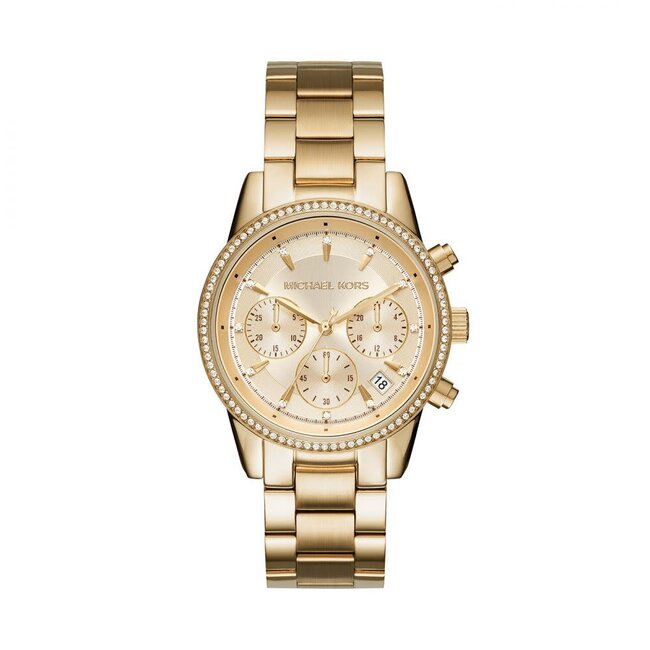 Michael Kors Michael Kors Horloge MK6356 Staal met Geelgouden Plating Quartz Chronograaf en Zirkonia 36mm