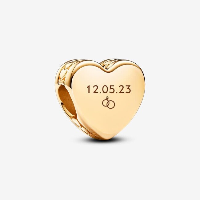 Pandora Pandora bedel 762015C00 Zilver met 14k geelgouden Plating Graveerbaar Hart