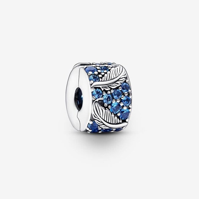Pandora Pandora Bedel 792552C01  Zilver met Veer in Blauw  Kristal