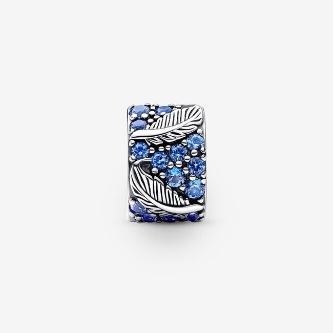 Pandora Pandora Bedel 792552C01  Zilver met Veer in Blauw  Kristal