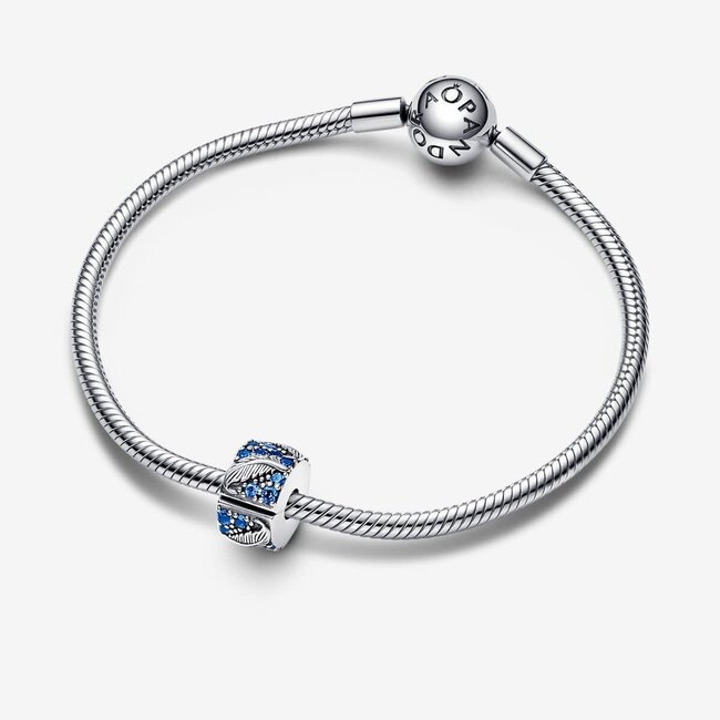 Pandora Pandora Bedel 792552C01  Zilver met Veer in Blauw  Kristal