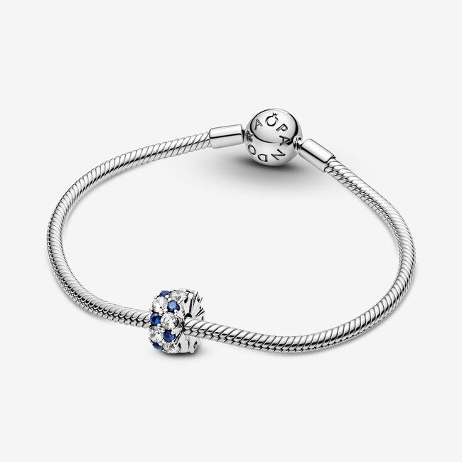 Pandora Pandora Bedel 799171C01 Zilver met Cubic Zirkonia met Blauw Kristal