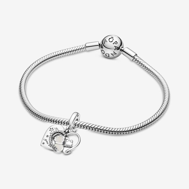Pandora Pandora Bedel 799546C01 Zilver Katten en Harten met Cubic Zirkonia en Glanzend Emaille