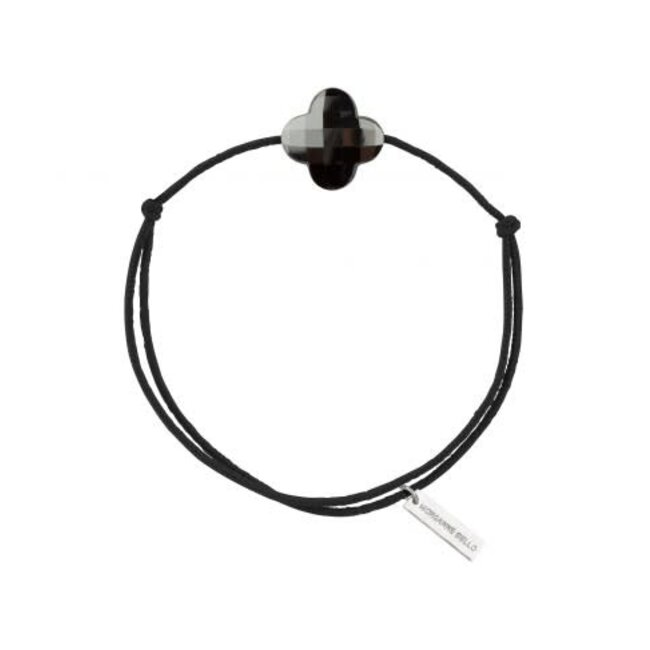 Morganne Bello Morganne Bello Armband 1015X03B186 Friandise Cordon Trefle Hematite Argent Blanc