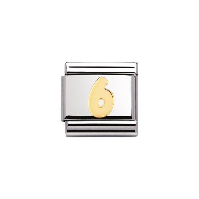 Nomination Nomination Schakel 030102-06 Composable Classic Staal met 18k geelgouden cijfer 6
