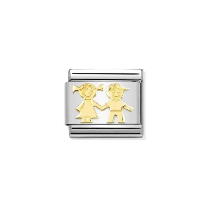 Nomination Nomination Schakel 030162-69 Composable Classic Staal met 18k Geelgouden broer en zus