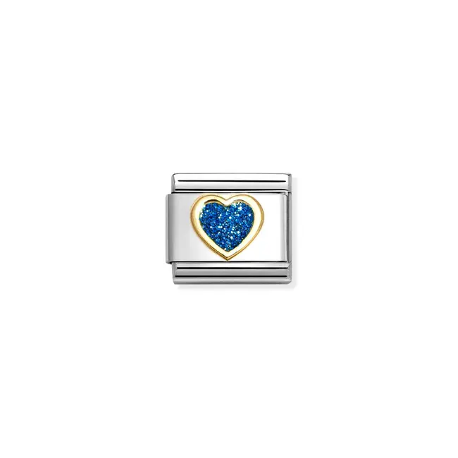 Nomination Nomination Schakel 030220-07 Composable Classic Staal met 18k Geelgoud Hart met Blauw
