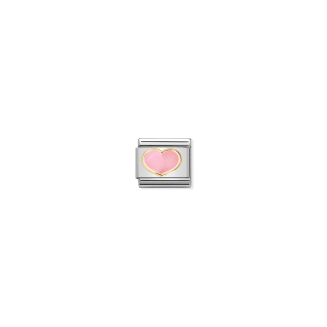 Nomination Nomination Schakel 030283-21 Composable Classic Staal met 18k Geelgoud Hart Roze