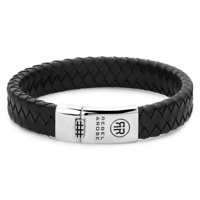 Rebel & Rose Rebel & Rose Armband RR-l0141-S-M Flat Braided Zwart Maat M
