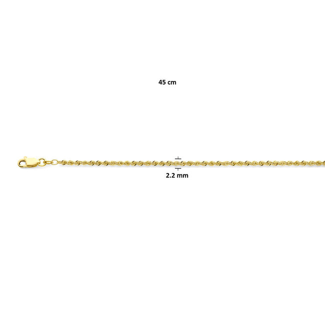 The House Of Blinckers THOB Collier 40.30984/4514k Geelgoud Koort 2,2mm Massief 45cm