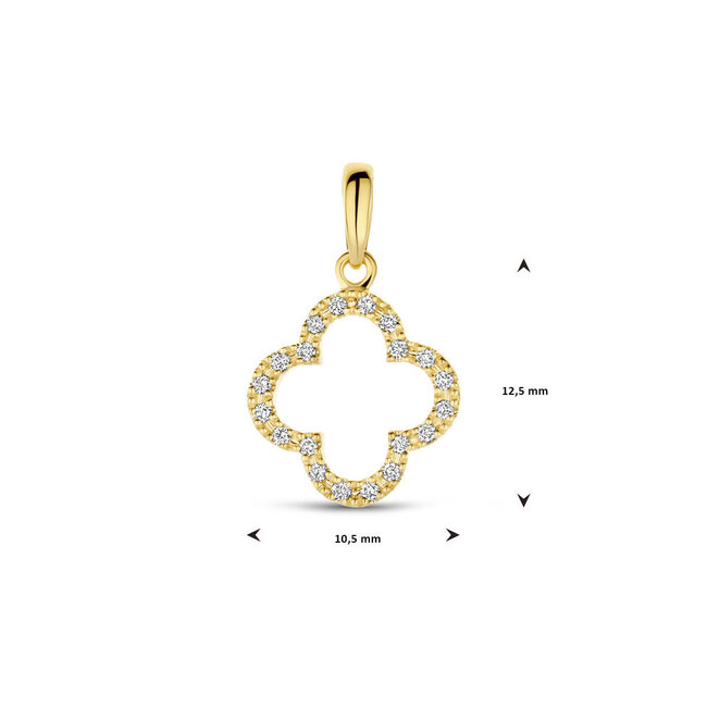 The House Of Blinckers THOB Hanger 40.32223 14k Geelgoud met 0,07crt H SI Briljant geslepen Diamant Klaver 10.5mm 12.5mm