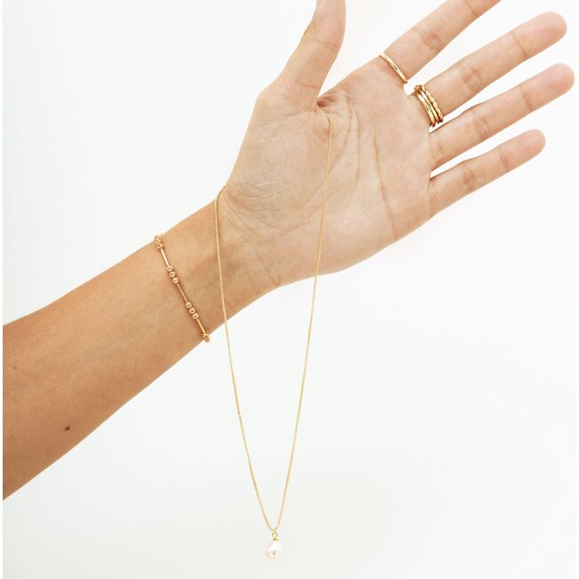 24KAE 24Kae Collier 32478Y Zilver met Geelgouden Plating en Parel Maat 40-45