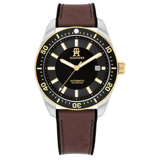 Tommy Hilfiger Tommy Hilfiger Horloge TH1792142 TH85 Staal Bi-color Automaat met Bruine Leren Horlogeband 40mm
