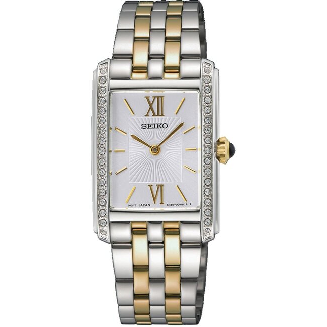 Seiko Seiko Horloge SWR093P1 Staal Bi-color Quartz 30m Waterdicht met Zirkonia 22 x 32mm