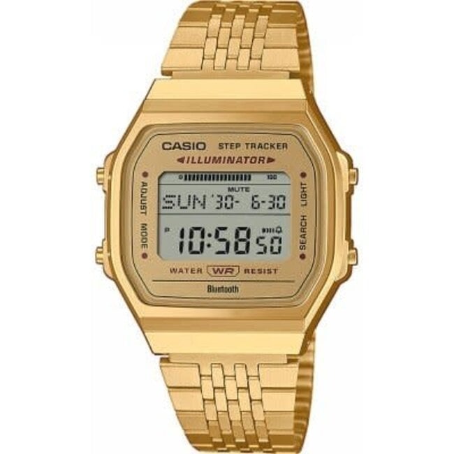 Casio G-Shock Casio Vintage Horloge ABL-100WEG-9AEF Staal met Geelgouden Plating Digitaal Bluethoot 35mm
