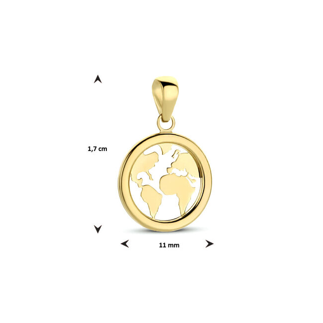 Blinckers Jewellery Huiscollectie BJ Hanger 40.28296 14k Geelgoud Wereld 11mm