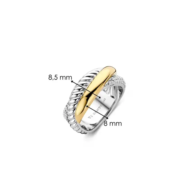 Ti Sento Milano Ti Sento Ring 1973ZY/56 Zilver gold plated Zirkonia met geel verguld Maat 56