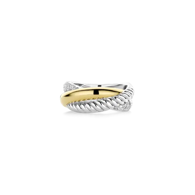 Ti Sento Milano Ti Sento Ring 1973ZY/56 Zilver gold plated Zirkonia met geel verguld Maat 56