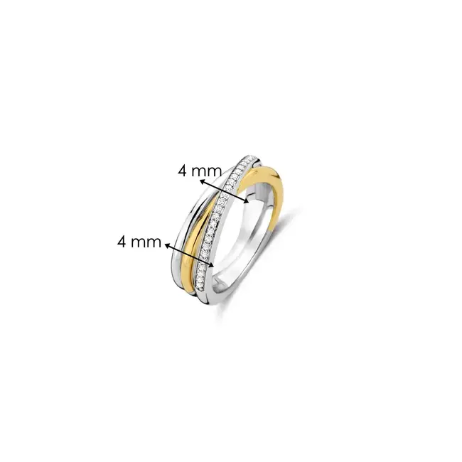 Ti Sento Milano Ti Sento Ring 12346ZY/56  Zilver Gold Plated Zirkonia met Geel Verguld