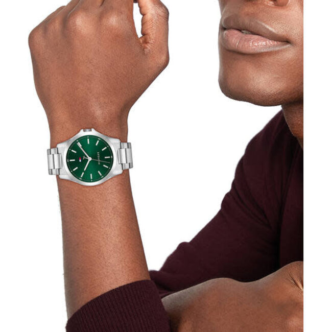 Tommy Hilfiger Tommy Hilfiger Horloge TH1710672 Bruce Staal Quartz met Groenewijzerplaat 43mm