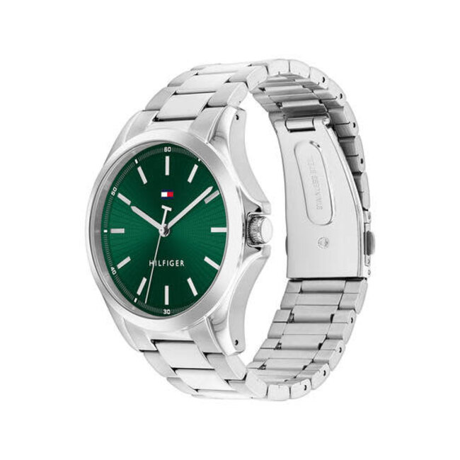 Tommy Hilfiger Tommy Hilfiger Horloge TH1710672 Bruce Staal Quartz met Groenewijzerplaat 43mm