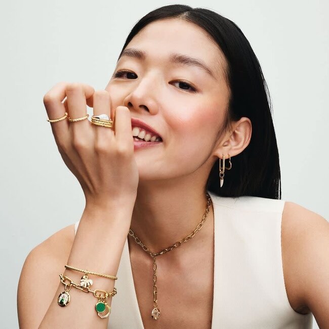 Pandora Pandora Bedel 763373C01 Zilver 14K Geelgouden Plating  Haaientand