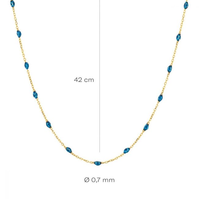 Blush Blush Collier 3162YRB 14k Geelgoud met Blauwe Resin 16.5 - 18.5cm