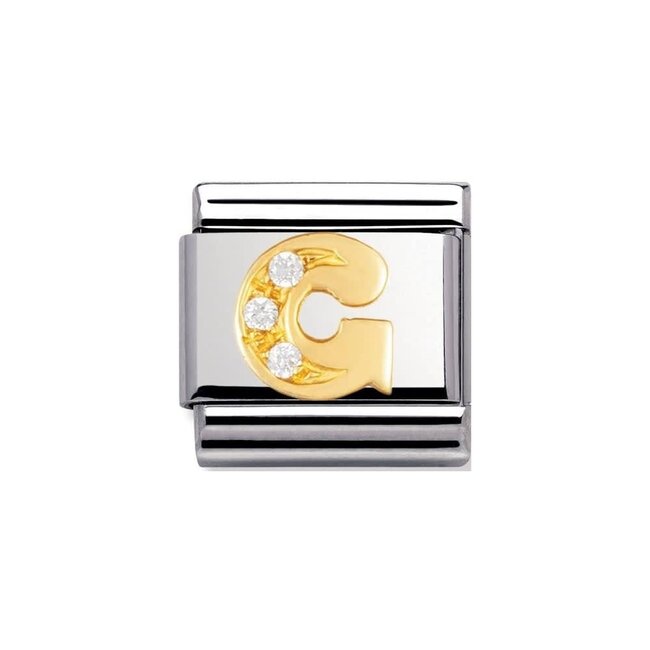 Nomination Nomination Schakel 030301-07 Composable Classic Staal met 18k Geelgoud Letter G met Zirkonia