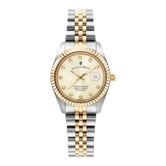 Jacques du Manoir Jaques du Manoir JWL01201 horrloge dames staal 31 mm bi color met champagne wijzerplaat