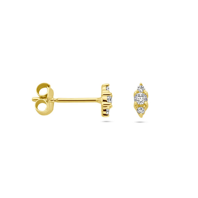 Blinckers Jewellery Huiscollectie BJ Oorbellen 40.32786 14k Geelgoud Oorknoppen Zirkonia 2,0mm X 5,0mm