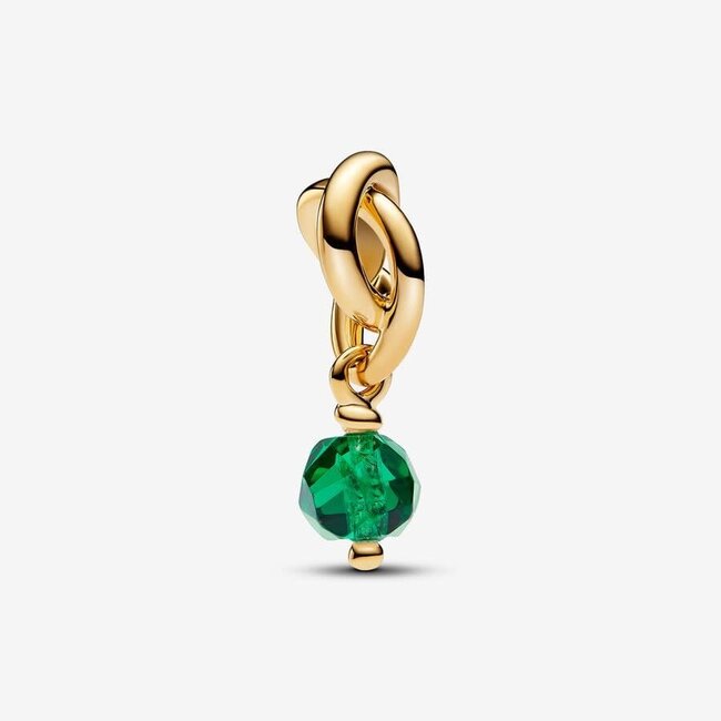 Pandora Pandora Bedel 763462C05 Zilver met Geelgouden Plating Geboortesteen Mei Groen