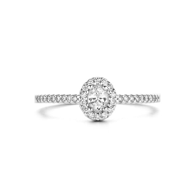 The House Of Blinckers THOB Ring 41.05771/17 14k Witgoud 1x0,15crt Ovaal geslepen Diamant Totaal 0.28crt H SI Briljant geslepen Diamant Maat 17