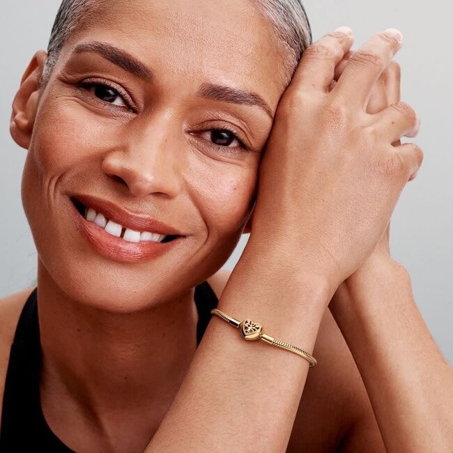 Pandora Pandora Armband 563516C01-20 Zilver 14k Geelgouden Plating Hart met Levensboom  met Zirkonia Maat 20