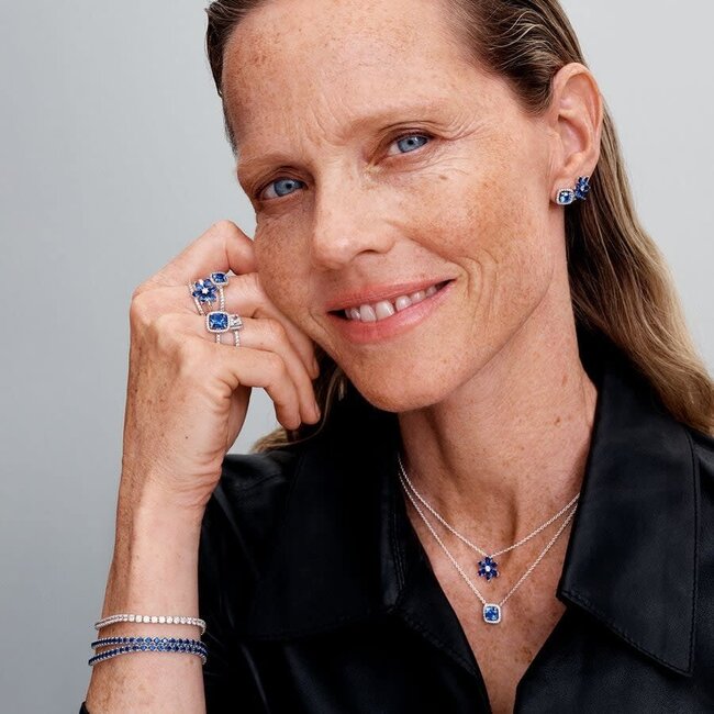 Pandora Pandora Armband 591469C02-18 Zilver Tennis Armband met Royal Blue Crystal Maat 18