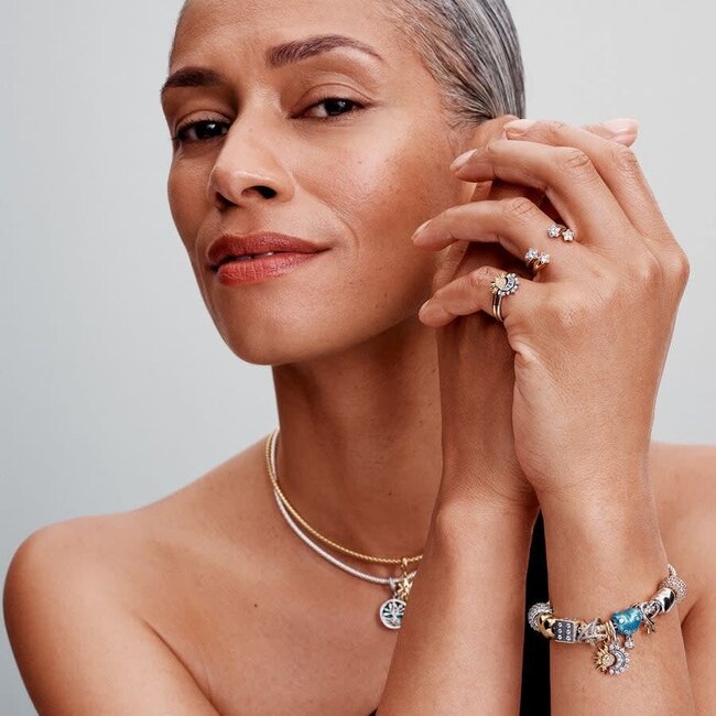 Pandora Pandora Bedel 763513C00 Zilver 14k Goldplated Hart met Geluksster