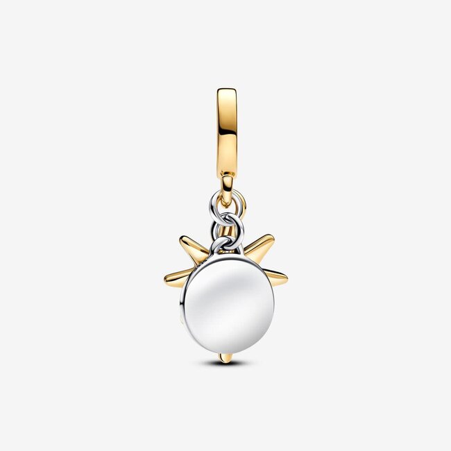 Pandora Pandora Bedel 763588C01 Zilver 925 14k Gold Plated Graveerbare Poolster in het Laboratorium Gekweekte Diamant