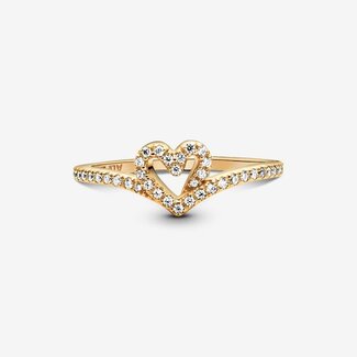 Pandora Pandora Ring 169302C01-56 Zilver 14k Geelgouden Plating Hart Maat 56