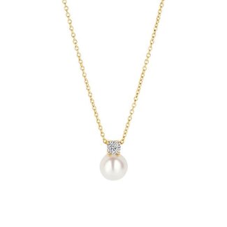 Blush Blush Collier 3163YPW 14k Geelgoud met Parel en Zirkonia Hanger 42cm