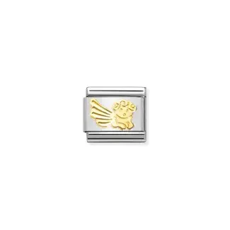 Nomination Nomination schakel 030149-46 Composbale Classic staal met 18 K Geel gouden Diamon-coated Angel