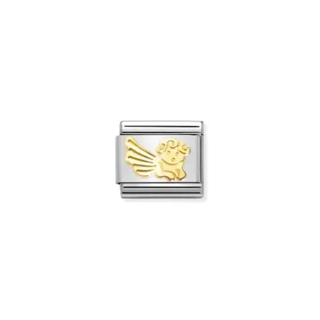 Nomination Nomination schakel 030149-46 Composbale Classic staal met 18 K Geel gouden Diamon-coated Angel