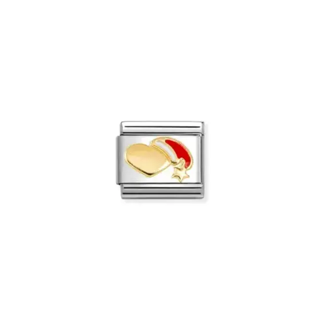 Nomination Nomination Schakel 030255-27 Composable Classic staal met 18 k Geel Gouden Hart met kerstmuts