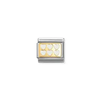 Nomination Nomination schakel 030284-69 Composable Classic staal met 18 K met witte hartjes