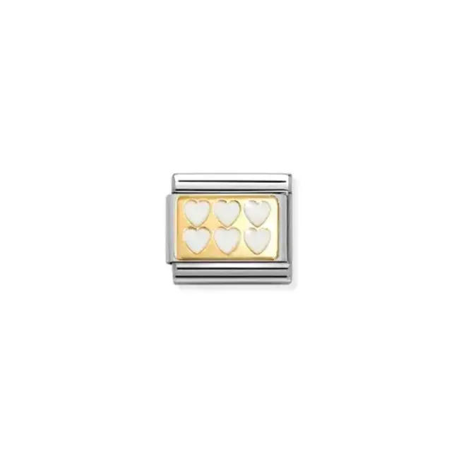 Nomination Nomination schakel 030284-69 Composable Classic staal met 18 K met witte hartjes